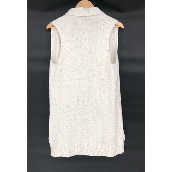 NWT Loft Open Front Duster Sweater Vest Women's XS-S White Speckled Pockets - Picture 3 of 7